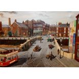 DJ Kewley original oil on canvas of Warrington Footbridge