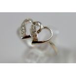 925 silver CZ open entwined heart ring,