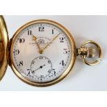 9ct gold full hunter, crown wind pocket watch from Thomas Russell of Liverpool.