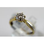 18ct yellow and white gold fancy diamond cluster ring size H