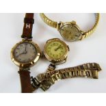 Three gold plated ladies cocktail wristwatches