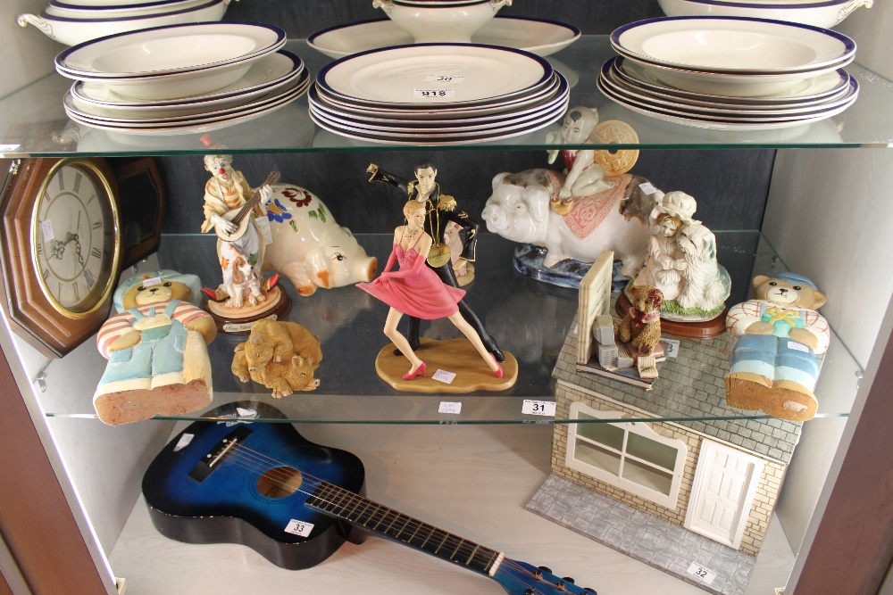 Shelf of ornaments including Leonardo collection