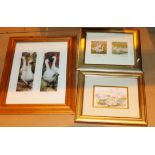 Three framed prints of geese