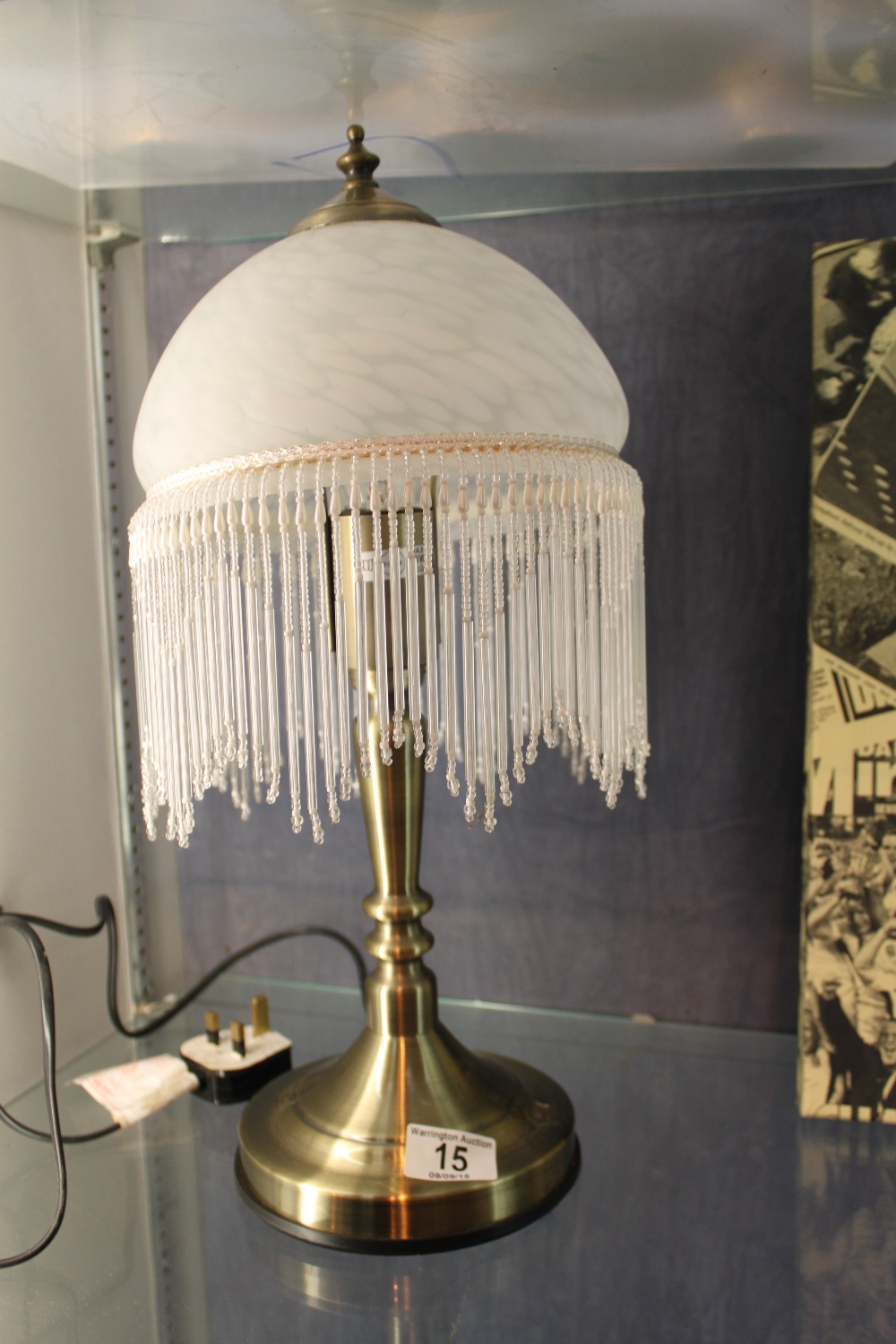 Modern table lamp with decorative cloudy glass shade