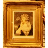 Printed portrait of a lady by Ellen Jowett in elaborate gold frame.