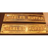 Pair of original brass railway engine name plates Charles Huffam,