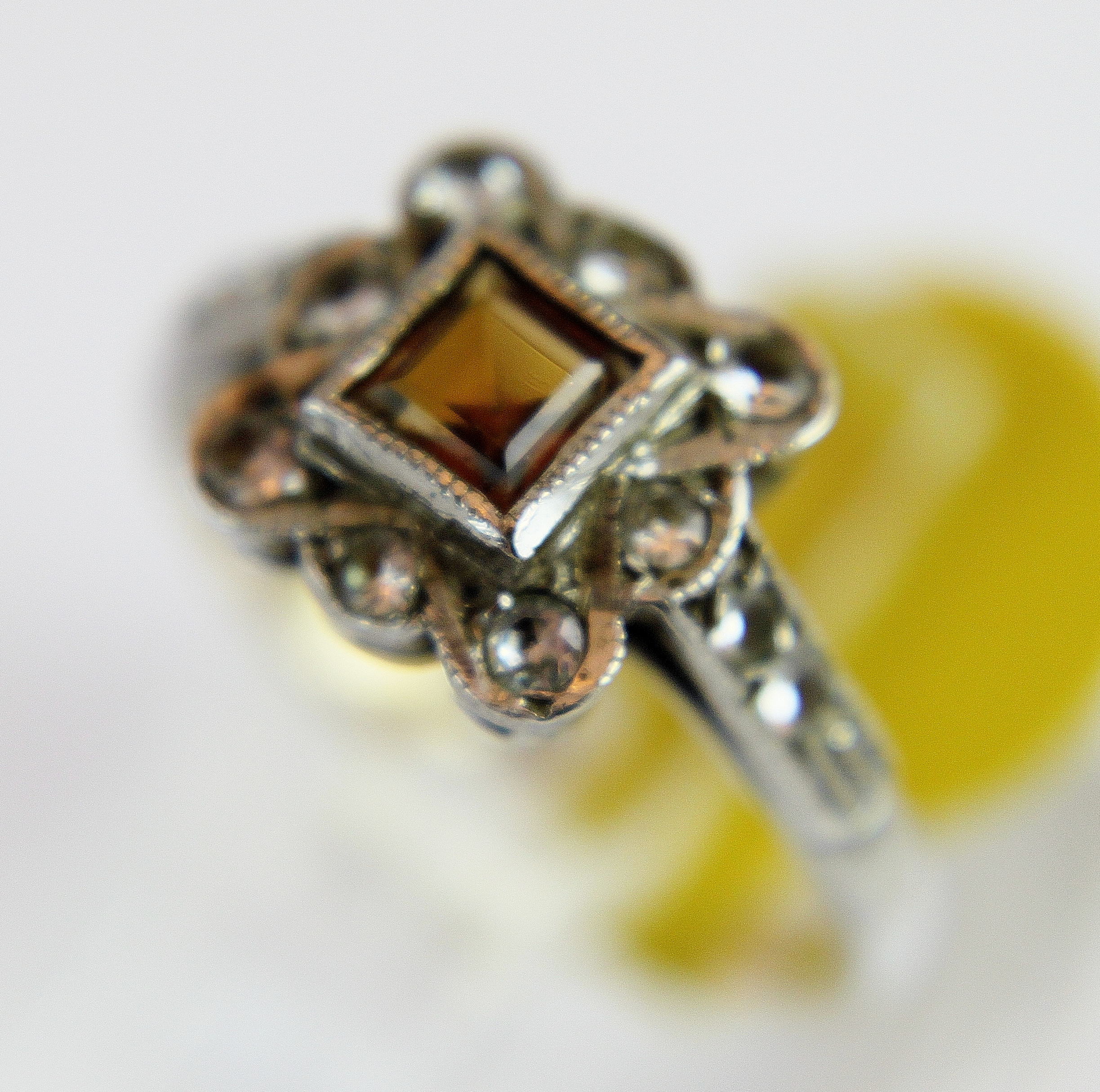 9 ct gold and silver vintage dress ring,