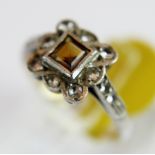 9 ct gold and silver vintage dress ring,