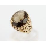 9 ct gold and smoky quartz dress ring