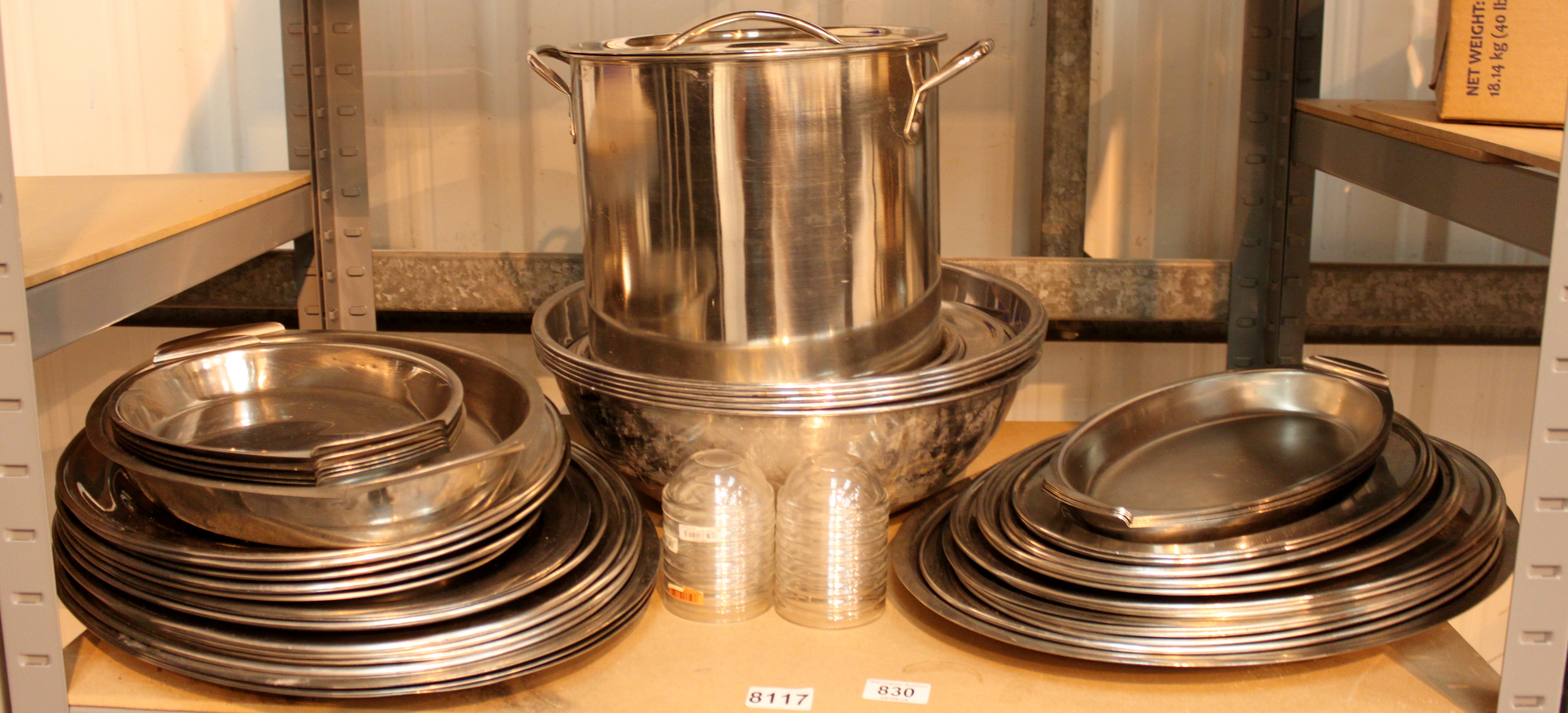 Large quantity of stainless steel catering equipment 44.