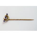 9 ct gold seed pearl and sapphire pin brooch