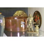 Quantity of copper and brass including large copper pan