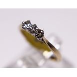 18 ct gold and platinum vintage three stone diamond ring,