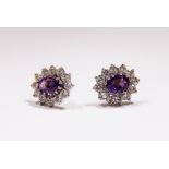 9 ct gold amethyst stud oval earrings