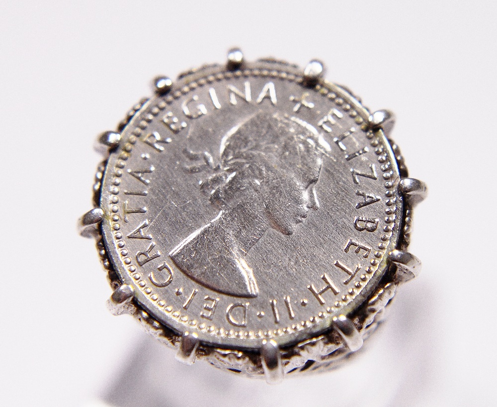 Silver coin ring,