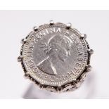 Silver coin ring,