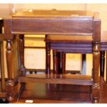 Stool with inset brass shield and a table