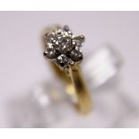 18 ct yellow gold best quality daisy cluster ring,