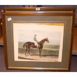 Three framed and glazed horse racing prints including Priam