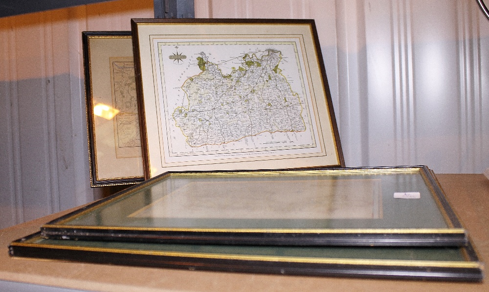 Four antique framed maps; Berkshire, Surrey,