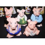 Set of five Nat West pigs