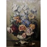 Oil on canvas of floral display by Bertram Leigh,