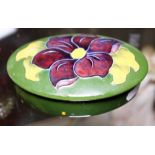 Moorcroft oval Green Clematis lidded dish