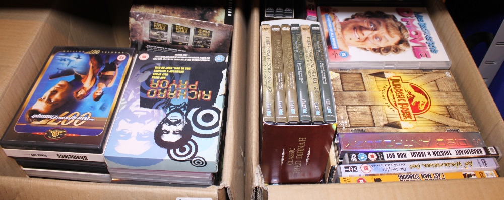 Two boxes of mixed DVDs including box sets