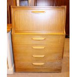 Modern beech effect bureau with four under drawers,