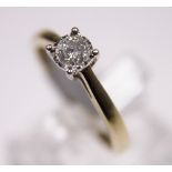 9 ct yellow gold diamond solitaire ring, approx 0.