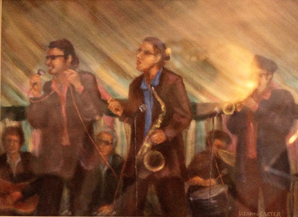 Lizanne Carter pastel on paper picture The Band, signed lower right.