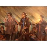 Lizanne Carter pastel on paper picture The Band, signed lower right.