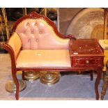 Pink leather telephone table