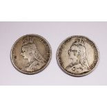 Two Queen Victoria Jubilee Crowns,