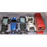 Five tin plate model vehicles