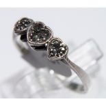 Silver antique marcasite three stone ring,