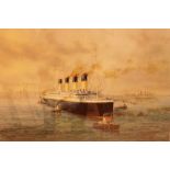 Large Titanic leaving Southampton print framed and glazed.