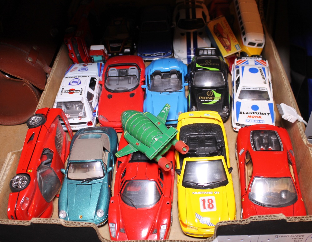 Box of diecast metal toy vehicles