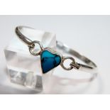 Ladies silver turquoise solid bangle