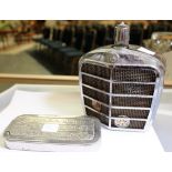 Unusual spirit decanter in the form of a mercedes car radio and a cased rolls razor