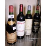 Four bottles of mixed wines Beaujolais Villages Mommessin, Claret,