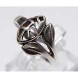 Rennie Macintosh style fancy silver ring,