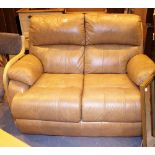 Brown leather two seater settee