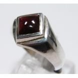 Silver heavy stone set ring,