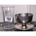 Pullman Car Co silverplated sundae dishes and Southern Railway drinking glass