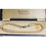 Twin strand set of Pompadour faux pearl necklace