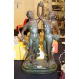 Decorative spelter twin table lamps A/F