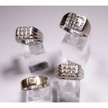 Four gents silver rings