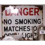 Original Danger No Smoking enamel sign