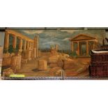 Large painted theatre set board Grecian scene 120 x 260 cm